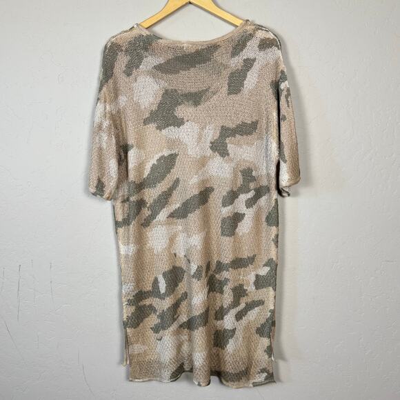 POL Women's Size Small Oversized Camo Loose Waffle Knit Sheer Top or Mini Dress - Picture 2 of 11